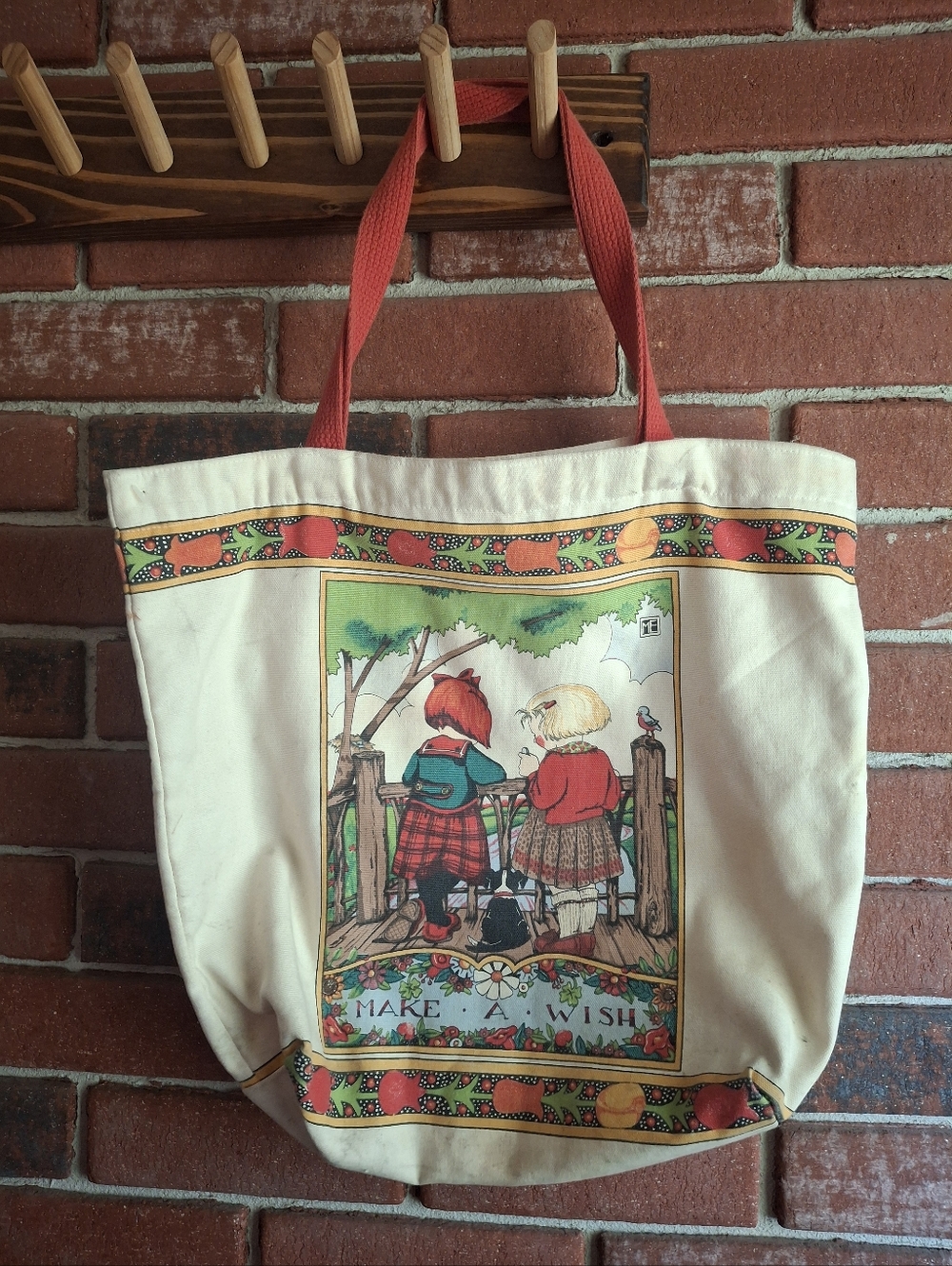 Vintage Mary Engelbreit "Make A Wish" Canvas Tote Bag
